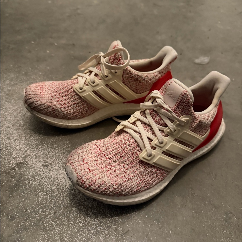 Adidas Ultraboost Red and White Running Shoes